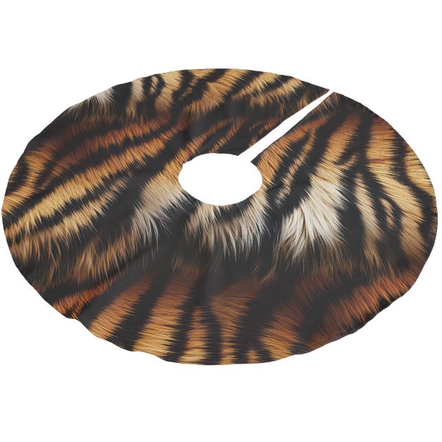 Orange Black Tiger Rand Animal Print Julgransmatta Borstad Polyester (Vinklad)