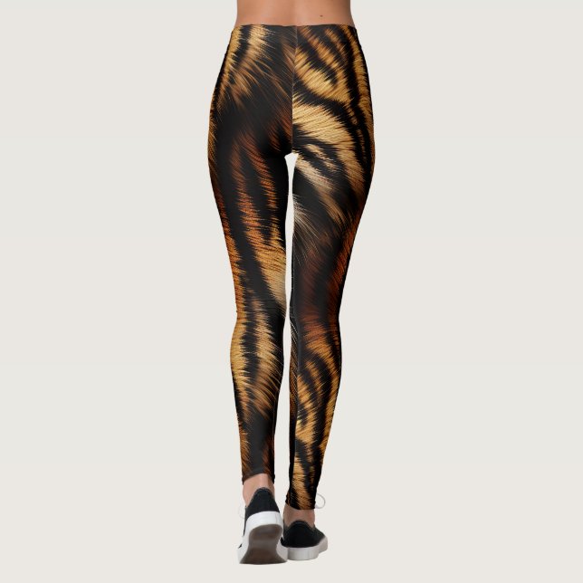 Orange Black Tiger Rand Animal Print Leggings (Baksida)