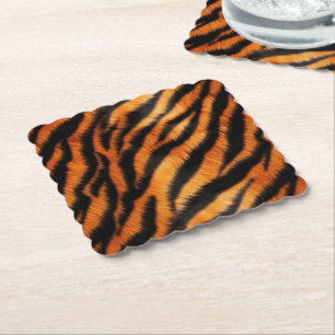 Orange Black Tiger Rand Underlägg Papper