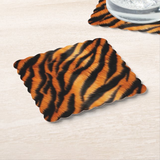 Orange Black Tiger Rand Underlägg Papper (Vinklad)