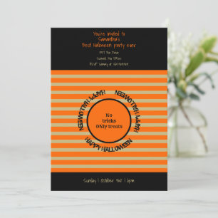 Orange Black Typography Happy halloween Party Inbjudningar