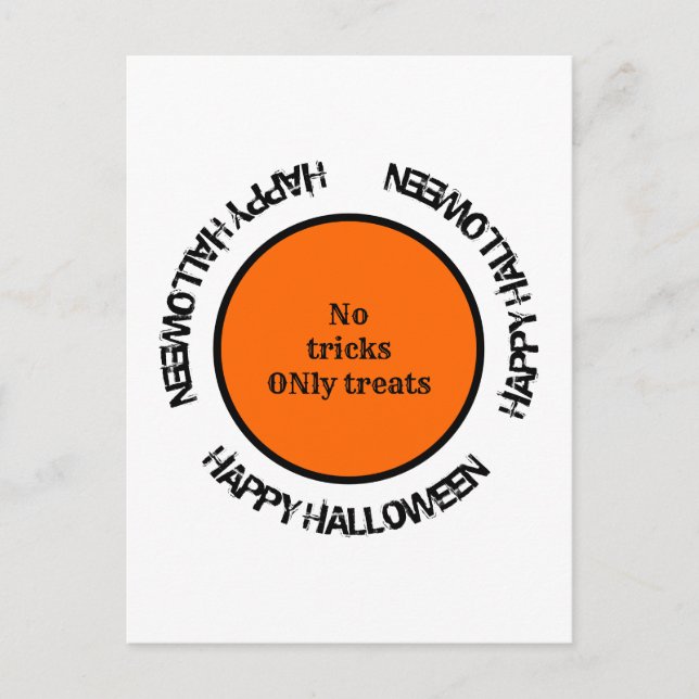 Orange Black Typography Modern Happy halloween Vykort (Framsida)