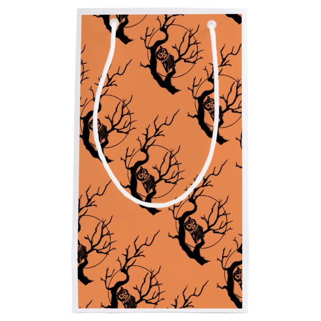 Orange & Black Uggla Halloween Gift Bag (Framsidan)