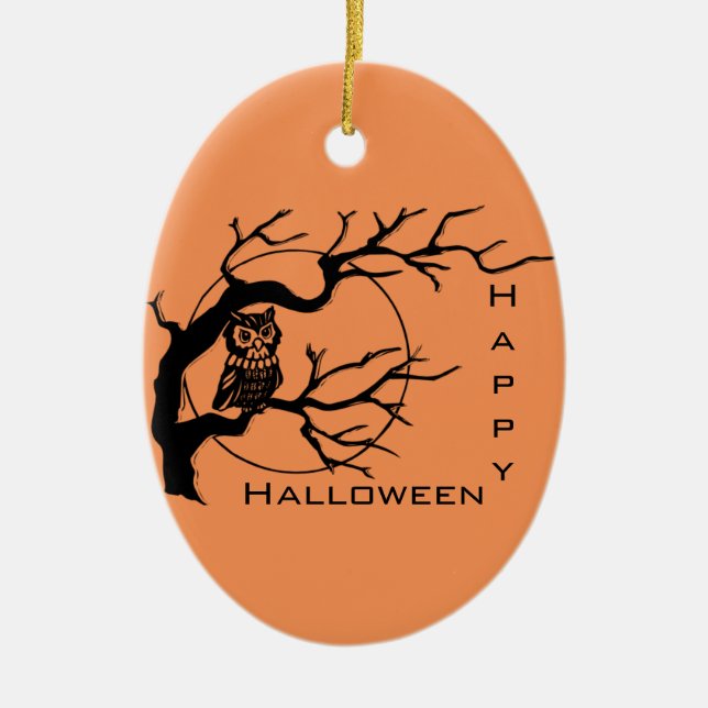 Orange & Black Uggla Halloween Ornament (Framsidan)