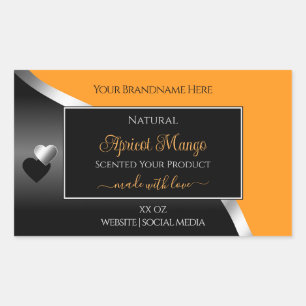 Orange Black Vågigt produktetikett för Silver Cute Rektangulärt Klistermärke