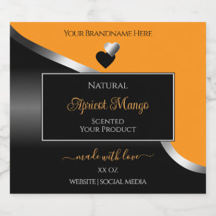 Orange Black Vågigt produktetikett för Silver Cute Spritflaskor Etikett