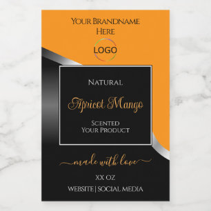 Orange Black Vågigt Silver med Logotyp produktetik Mat Etikett