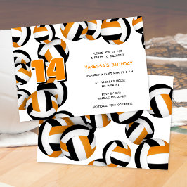 orange Black volleyball Girl-pojkar födelsedagsfes Inbjudningar