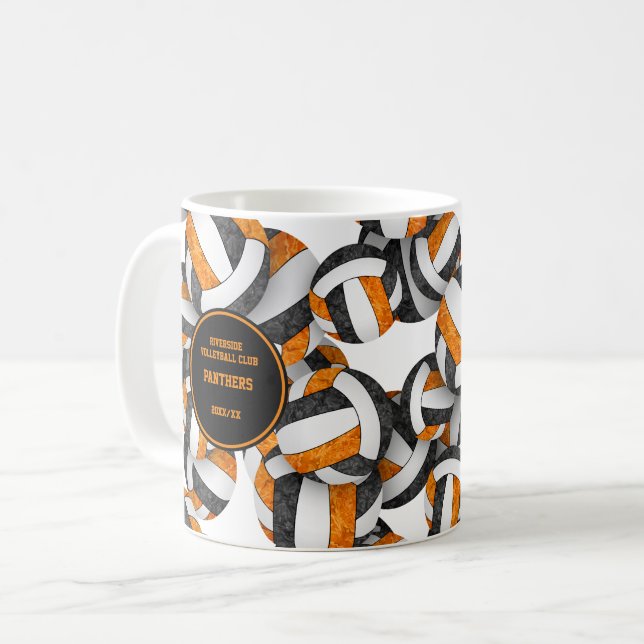 orange Black volleyball Team färg namn Kaffemugg (Framsida vänster)