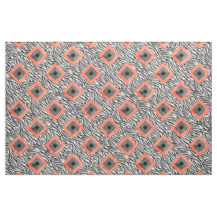 Orange Black White Diamond Mönster Tyg