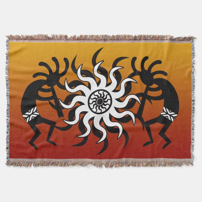 Orange Black White Southwest Design Kokopelli Mysfilt (Framsidan)