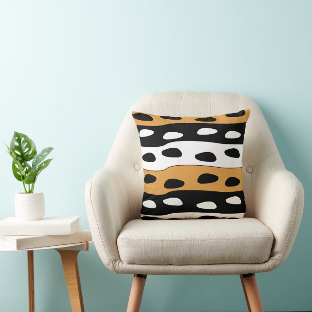 Orange Black White Stripes Kudde (Stol)