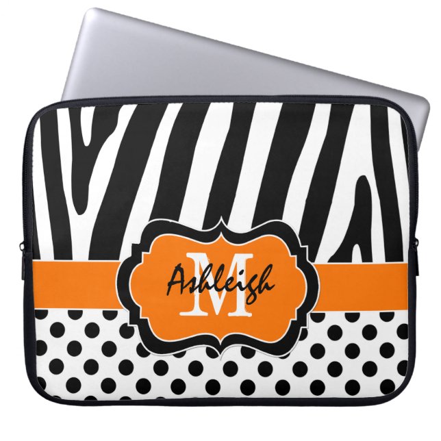 Orange Black Zebra ränder Polka dots Fodral (Framsidan)