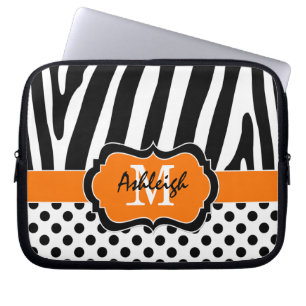 Orange Black Zebra ränder Polka dots Fodral