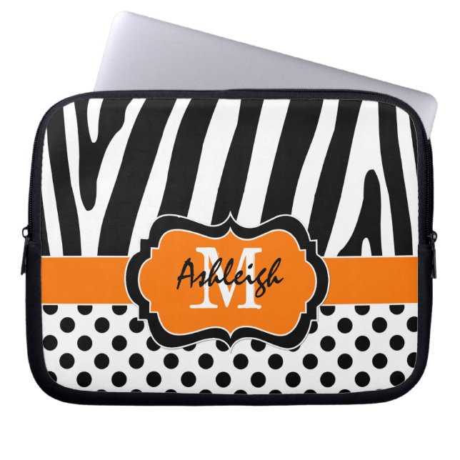 Orange Black Zebra ränder Polka dots Fodral (Framsidan)