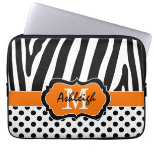Orange Black Zebra ränder Polka dots Fodral