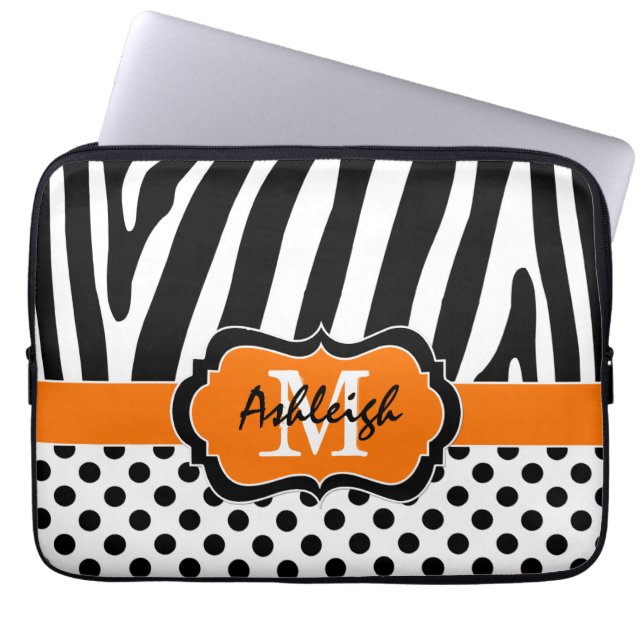 Orange Black Zebra ränder Polka dots Fodral (Framsidan)