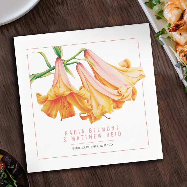 Orange, bläckblommans vattenfärg bröllop pappersservett (Skapare uppladdad)