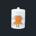 Orange, bläckfisk och blått Vinkara Mönster<br><div class="desc">En söt bläckfisk tecknad och blå vinkara mönster. Design med struktur tillämpad på bilden. Dekoridé för barn.</div>