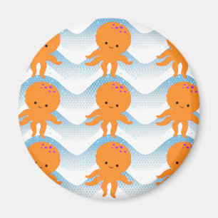 Orange, bläckfisk och blått Vinkara Mönster Magnet