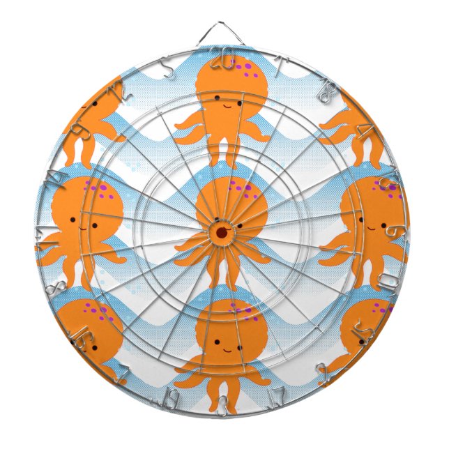 Orange, bläckfisk och blått Vinkara Mönster Piltavla (Framsidan)