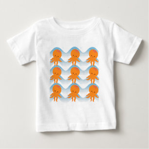 Orange, bläckfisk och blått Vinkara Mönster T-shirt