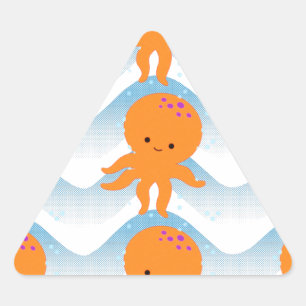 Orange, bläckfisk och blått Vinkara Mönster Triangelformat Klistermärke