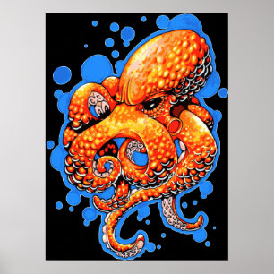 Orange bläckfisk poster