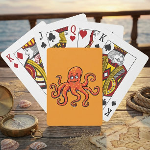 Orange Bläckfisk Tecknad Ocean Havslevande Casinokort