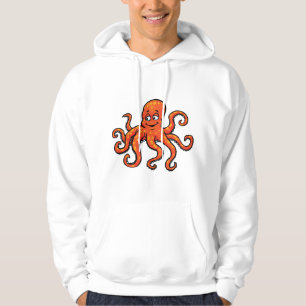 Orange Bläckfisk Tecknad Ocean Havslevande Hoodie