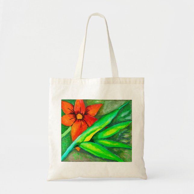 Orange Blad och grönt löv Tote Bag Tygkasse (Framsidan)