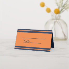 Orange Blåstrimlad Födelsedagsfest Placeringskort