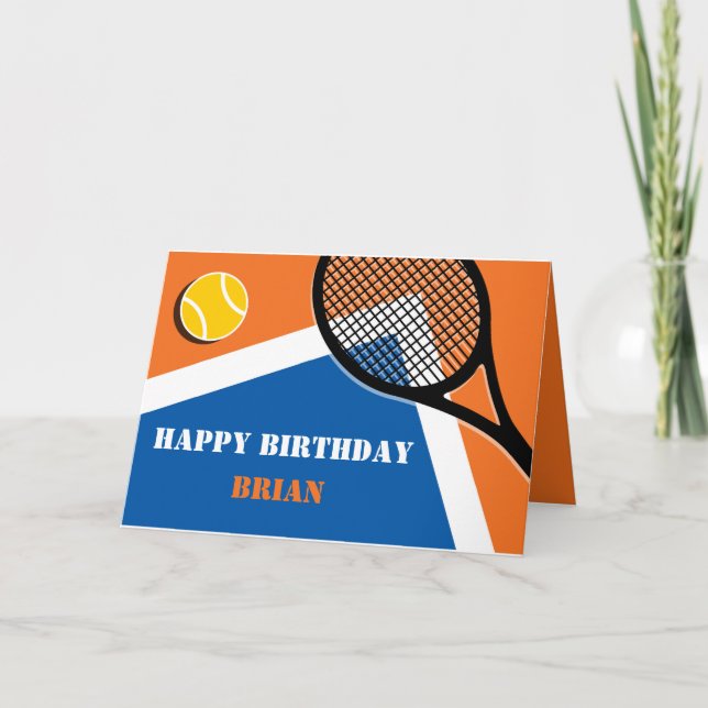 Orange - blått anpassade i tennis kort (Framsida)