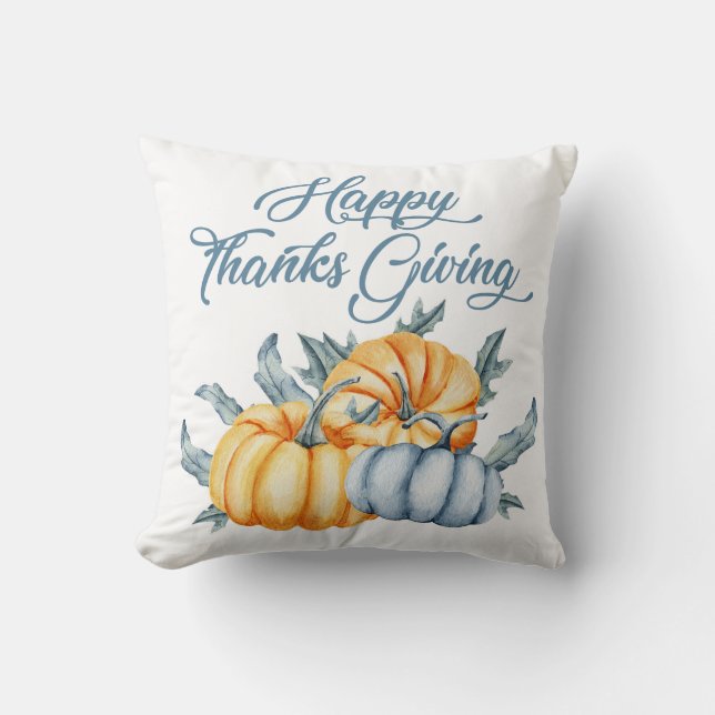 orange blått för thanksgiving pumpa kudde (Framsida)