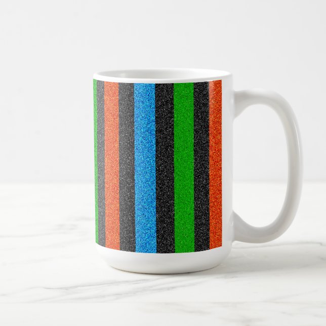 Orange, blått, Grönt, Svart Glitter-stripe ST-aylo Kaffemugg (Höger)