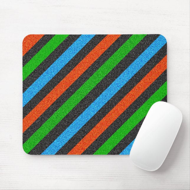 Orange, blått, Grönt, Svart Glitter-stripe ST-aylo Musmatta (Med mus)