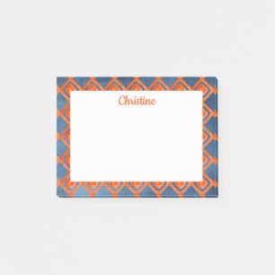 Orange Blått vatten, Mönster Post-it Block