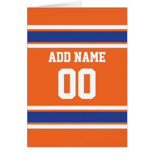 Orange blåttsportar Jersey med namn och numrerar Hälsningskort