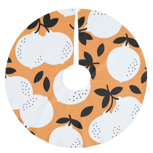 Orange Bliss: Exquisite Fruit Mönster Julgransmatta Borstad Polyester (Framsidan)