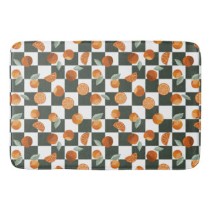 Orange Bliss Mörk Teal Checkers Badrumsmatta