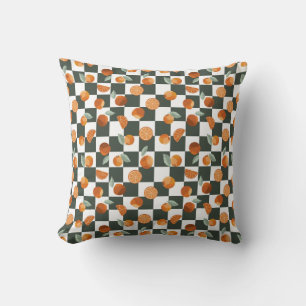 Orange Bliss Mörk Teal Checkers Kudde