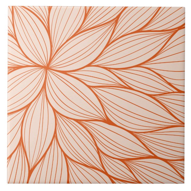 Orange blom- design kakelplatta (Framsidan)