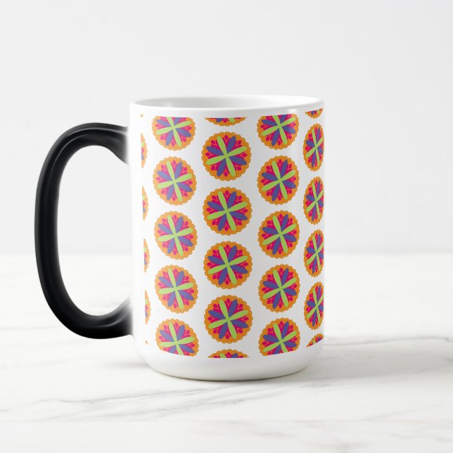 Orange blomformad illustration magisk mugg (Vänster)