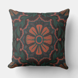 Orange, blomma, blommönster, folnoc, bohemian kudde