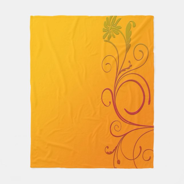 Orange blomma fleecefilt (Framsidan)