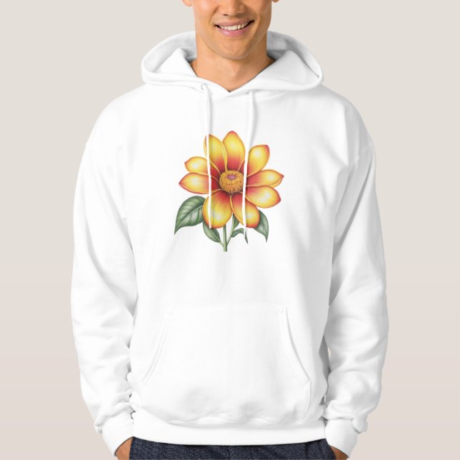 Orange blomma hoodie (Framsida)
