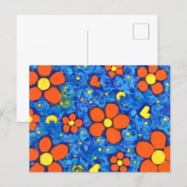 Orange blomma i Vatten Vykort