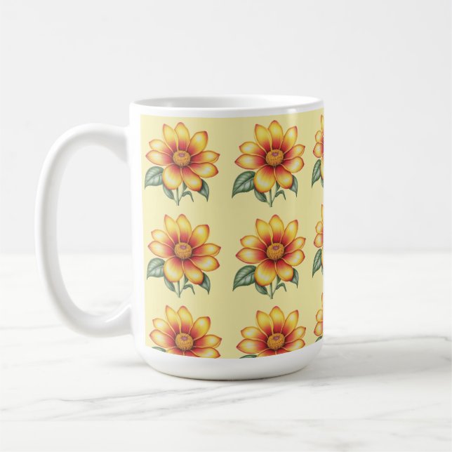 Orange blomma kaffemugg (Vänster)