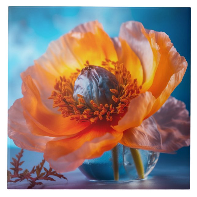 Orange blomma kakelplatta (Framsidan)