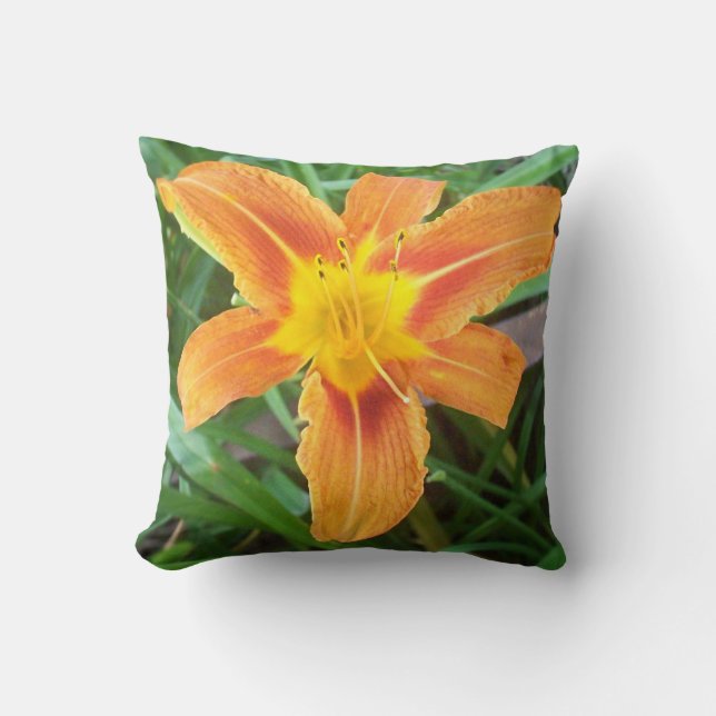 Orange blomma kudde (Framsida)